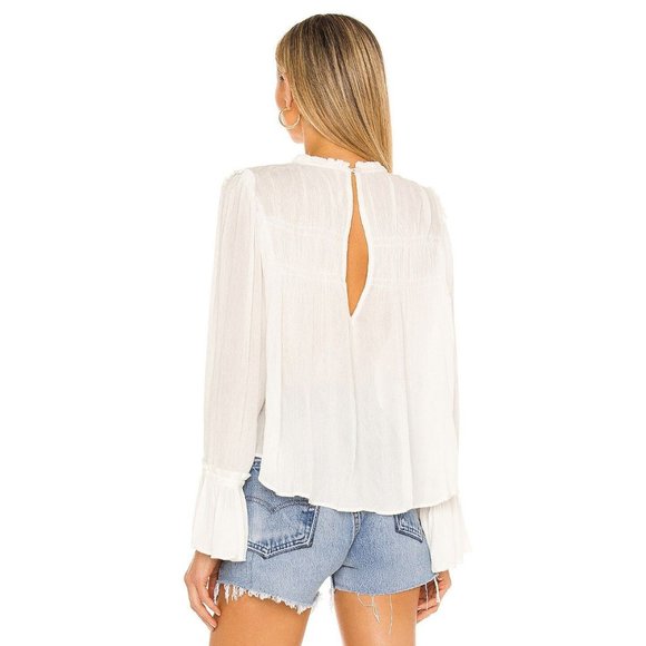 FREE PEOPLE Kelsey Flare Sleeve Blouse White - XS NWT - Picture 6 of 7